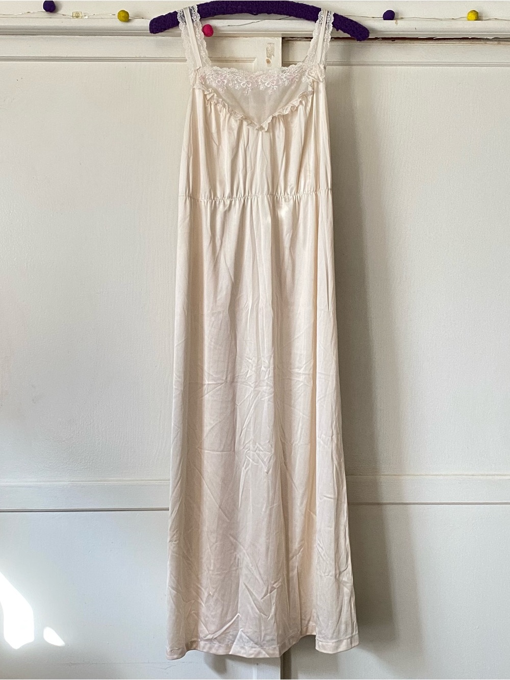 Cream White Lace Trim Slip Dress